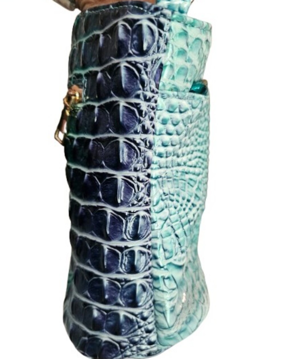 Women’s Teal Croc-Embossed Crossbody Bag - Picture 6 of 13